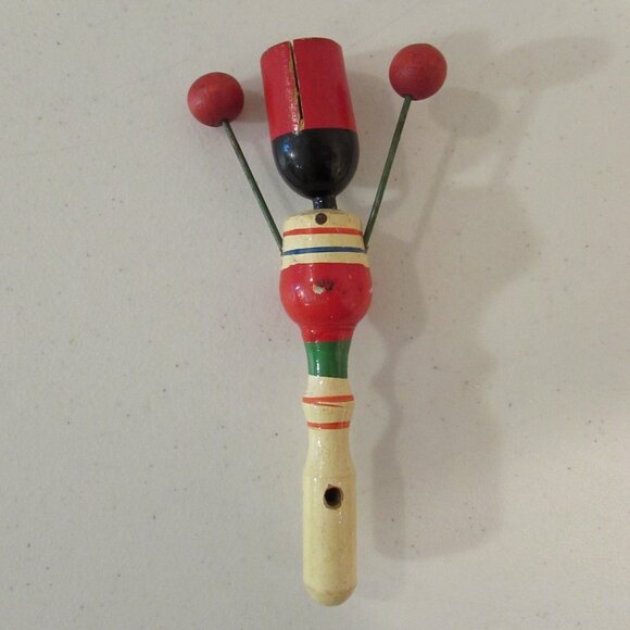 Vintage Mid-Century Wooden Cat Clacker Whistle Toy Japan - Picture 9 of 14